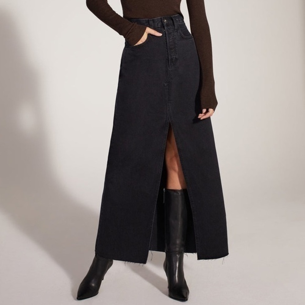 Favorite Daughter Skirt Sadie Denim Maxi Skirt Asphalt